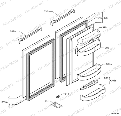 Взрыв-схема холодильника Zanussi Electrolux ZRT210X - Схема узла Door 003