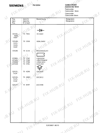 Взрыв-схема видеотехники Siemens FA122G4 - Схема узла 18