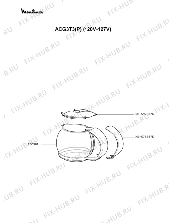 Взрыв-схема кофеварки (кофемашины) Moulinex ACG3T3(P) - Схема узла Q0000099.0Q2