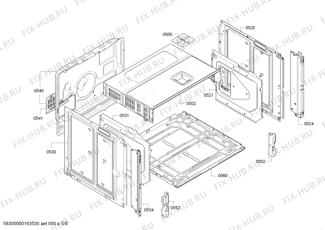 Взрыв-схема плиты (духовки) Siemens HB75LB561J - Схема узла 05