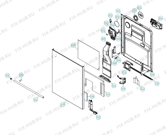 Взрыв-схема посудомоечной машины Asko D5894 XXL HS US   -Stainless (341603, DW90.3) - Схема узла 05