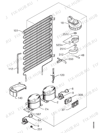 Взрыв-схема холодильника Zanussi ZK23/11LP - Схема узла Cooling system 017