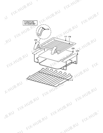 Взрыв-схема плиты (духовки) Parkinson Cowan L50M1BN - Схема узла H10 Furniture