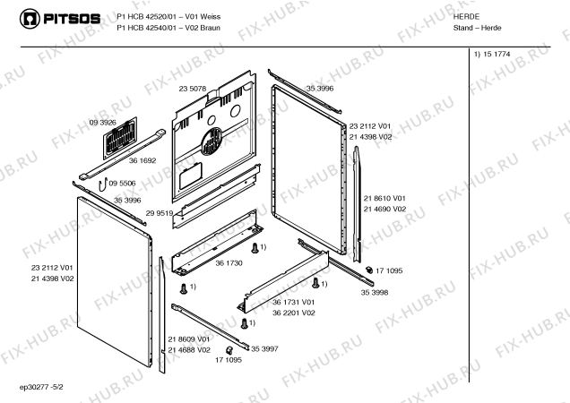 Взрыв-схема плиты (духовки) Pitsos P1HCB42520 - Схема узла 02
