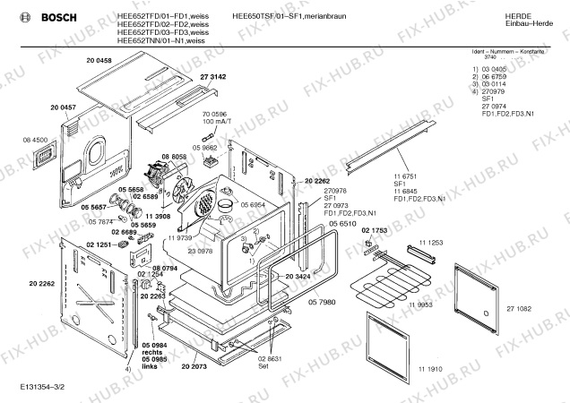 Взрыв-схема плиты (духовки) Bosch HEE652TNN - Схема узла 02