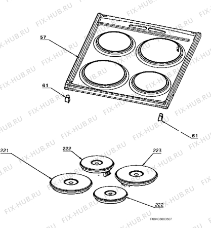 Взрыв-схема плиты (духовки) Electrolux FEH50P2101 - Схема узла Hob