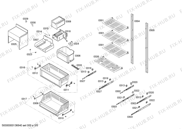 Схема №2 FIN24P30 с изображением Крышка для холодильника Bosch 00247341
