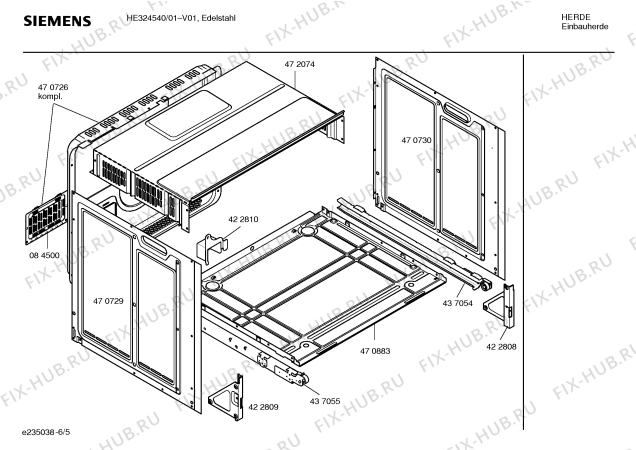 Взрыв-схема плиты (духовки) Siemens HE324540 - Схема узла 05