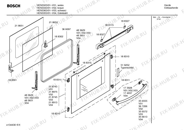 Взрыв-схема плиты (духовки) Bosch HEN3353 - Схема узла 04