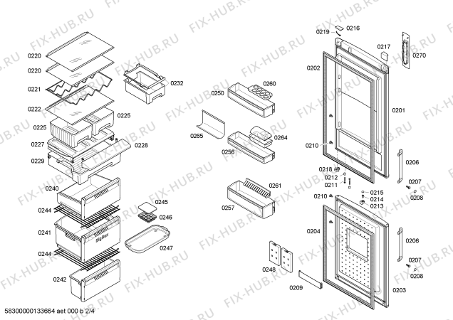 Схема №4 KGN39A10 с изображением Дверь для холодильника Bosch 00247280