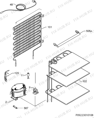 Взрыв-схема холодильника Aeg Electrolux AGS0921 - Схема узла Cooling system 017