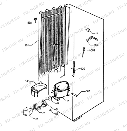 Взрыв-схема холодильника Aeg S3152DTW4 - Схема узла Cooling system 017