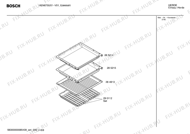Схема №1 HEN6750 с изображением Инструкция по эксплуатации для духового шкафа Bosch 00529858
