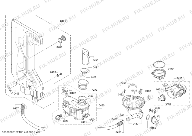 Взрыв-схема посудомоечной машины Siemens SX69E003NL - Схема узла 04