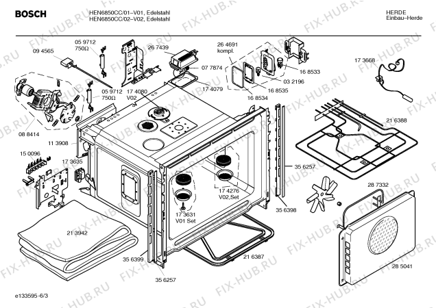 Схема №1 HEN6850CC с изображением Инструкция по эксплуатации для плиты (духовки) Bosch 00527104
