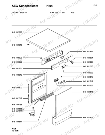 Схема №2 FAV3420W GB с изображением Ручка регулировки (кнопка) для посудомоечной машины Aeg 8996464029884