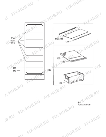 Взрыв-схема холодильника Electrolux ERC37220W - Схема узла C10 Interior