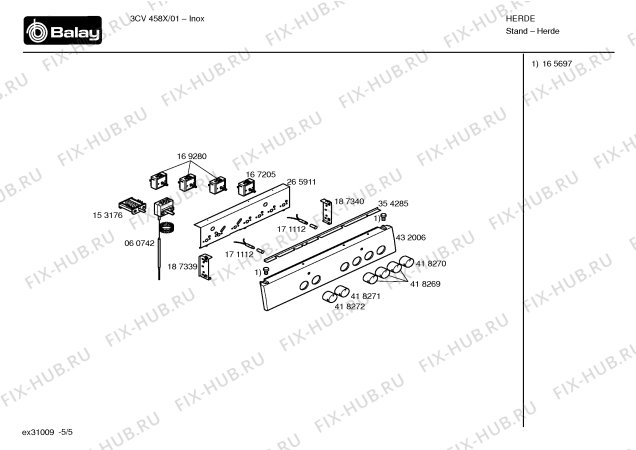 Взрыв-схема плиты (духовки) Balay 3CV458X - Схема узла 05