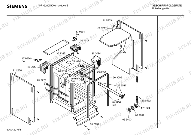 Взрыв-схема посудомоечной машины Siemens SF35260DK - Схема узла 03