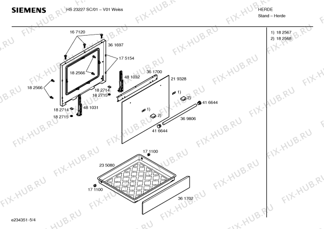 Взрыв-схема плиты (духовки) Siemens HS23227SC - Схема узла 04