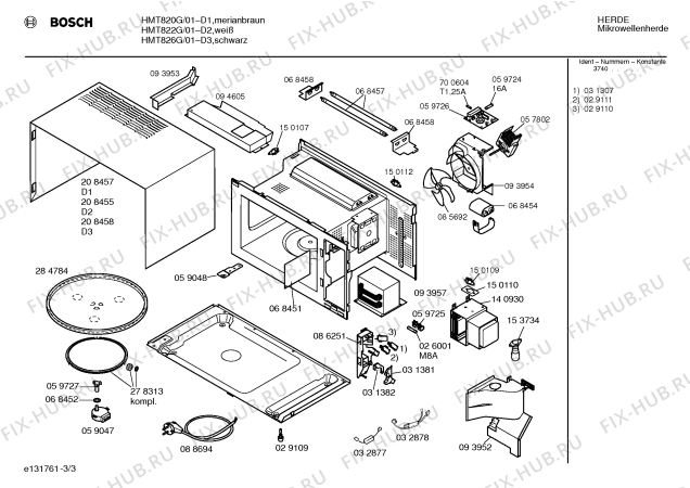Схема №1 HMT822G с изображением Плата для микроволновой печи Bosch 00150110