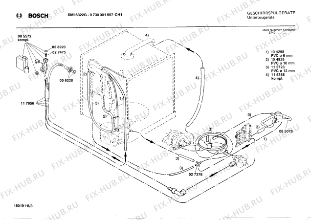 Взрыв-схема посудомоечной машины Bosch 0730301597 SMI6322G - Схема узла 03