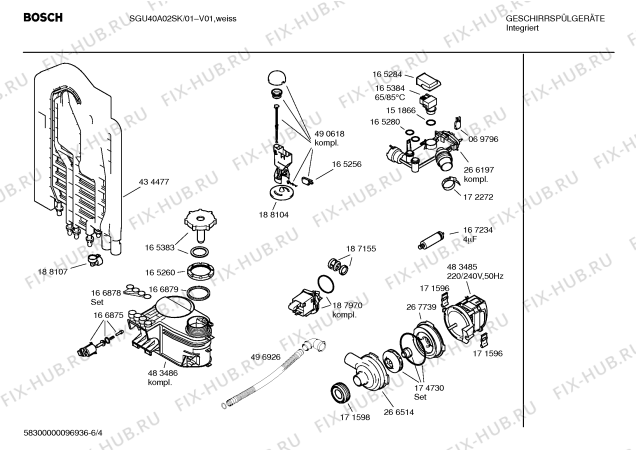 Схема №2 SGU40A02SK с изображением Инструкция по эксплуатации для посудомоечной машины Bosch 00587249