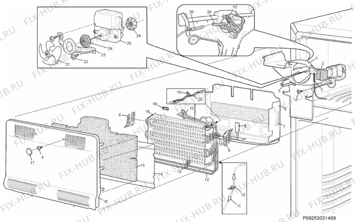 Взрыв-схема холодильника Electrolux END5298X-REEN - Схема узла Section 4