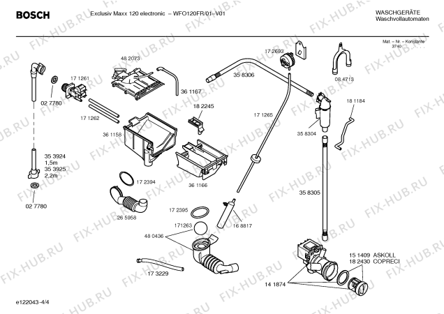 Схема №1 WFO120FR Exclusiv Maxx 120 electronic с изображением Инструкция по установке и эксплуатации для стиралки Bosch 00580317