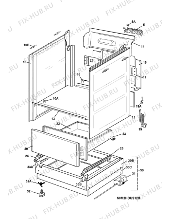 Взрыв-схема плиты (духовки) Elektro Helios SN7500F 230V - Схема узла H10 Chassis