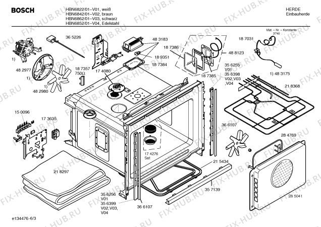 Взрыв-схема плиты (духовки) Bosch HBN6862 - Схема узла 03