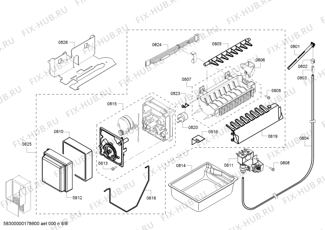 Взрыв-схема холодильника Bosch B22CT80SNS - Схема узла 08