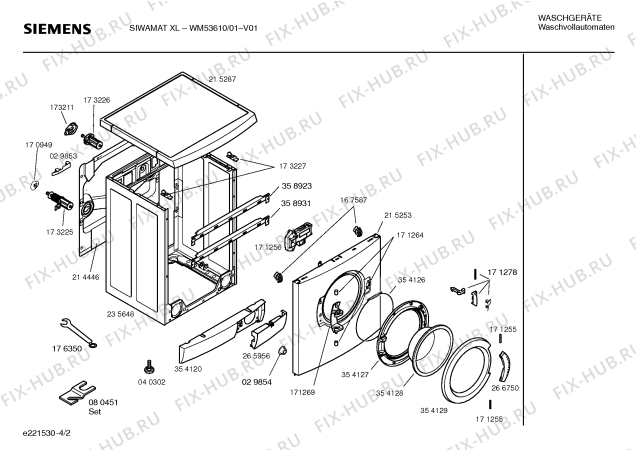 Схема №1 WM53610 SIWAMAT XL 536 с изображением Инструкция по установке и эксплуатации для стиральной машины Siemens 00524586