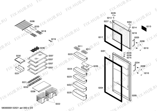 Схема №1 KDV52X65NE с изображением Дверь для холодильной камеры Bosch 00246951