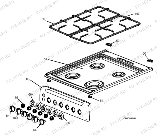 Взрыв-схема плиты (духовки) Zanussi ZCG552GM1 - Схема узла Section 4