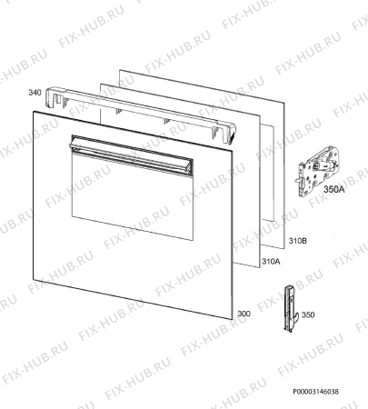 Взрыв-схема плиты (духовки) Electrolux FQ73IXEV - Схема узла Door