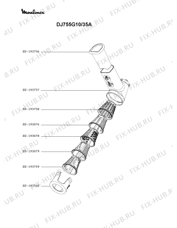 Схема №1 DJ755GAR/35A с изображением Часть корпуса для электромясорубки Moulinex SS-194340