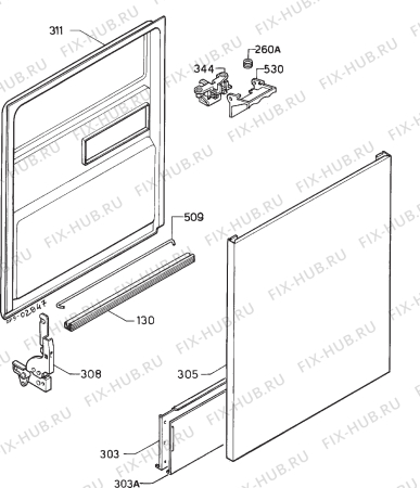 Взрыв-схема посудомоечной машины Zanussi ZW826 - Схема узла Door 003