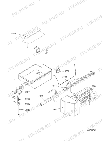 Схема №5 KRFC 9010/IN с изображением Шланг для холодильной камеры Whirlpool 481253018078