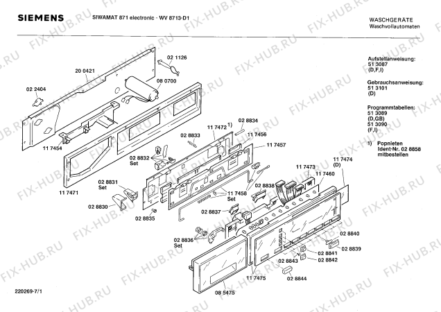 Схема №1 WV8713 SIWAMAT 871 ELECTRONIC с изображением Панель для стиральной машины Siemens 00117475