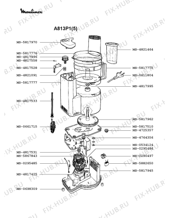 Взрыв-схема кухонного комбайна Moulinex A813P1(5) - Схема узла Q0000011.8Q2