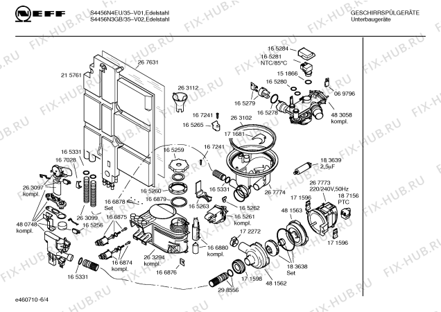 Взрыв-схема посудомоечной машины Neff S4456N4EU - Схема узла 04