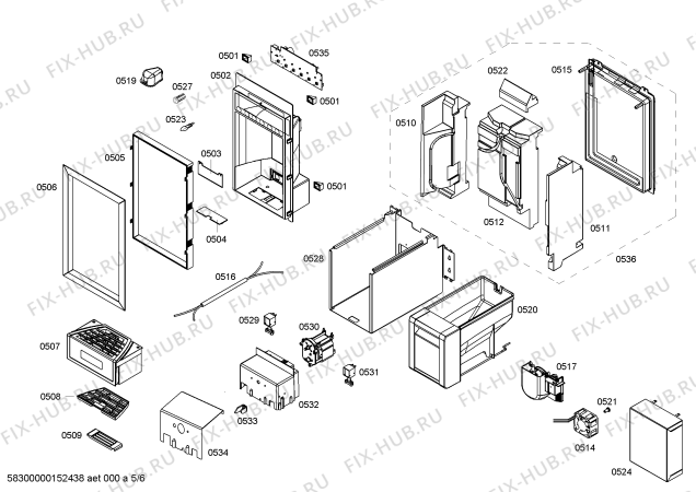Схема №2 RF463202 с изображением Корпус для холодильника Bosch 00619830