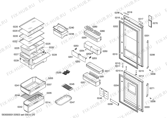 Схема №3 KG57NP71NE с изображением Дверь для холодильника Siemens 00247250