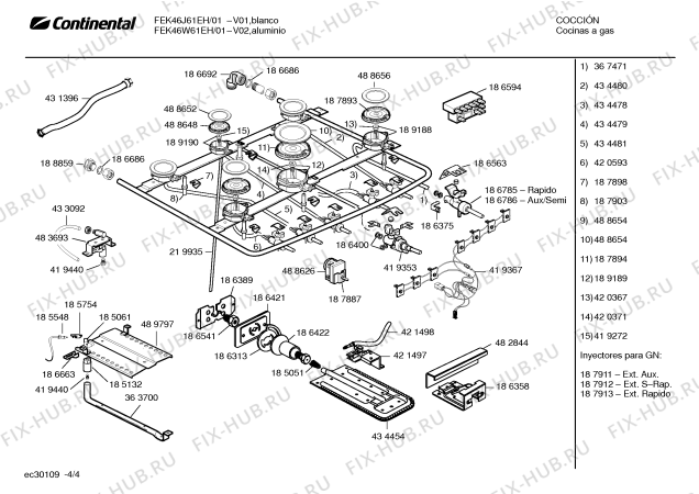 Взрыв-схема плиты (духовки) Continental FEK46J61EH GRAND PRIX II EMB - Схема узла 04