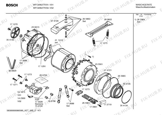 Взрыв-схема стиральной машины Bosch WFO2062TR Maxx WFO 2062 - Схема узла 03