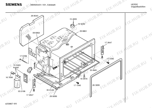 Взрыв-схема плиты (духовки) Siemens HB95054 - Схема узла 06