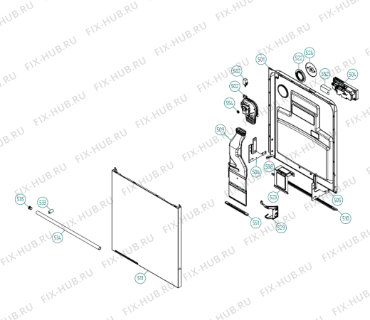 Взрыв-схема посудомоечной машины Asko D5233 XL US   -SS (341322, DW70.3) - Схема узла 05