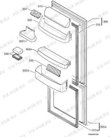 Взрыв-схема холодильника Electrolux ENN26800 - Схема узла Door 003