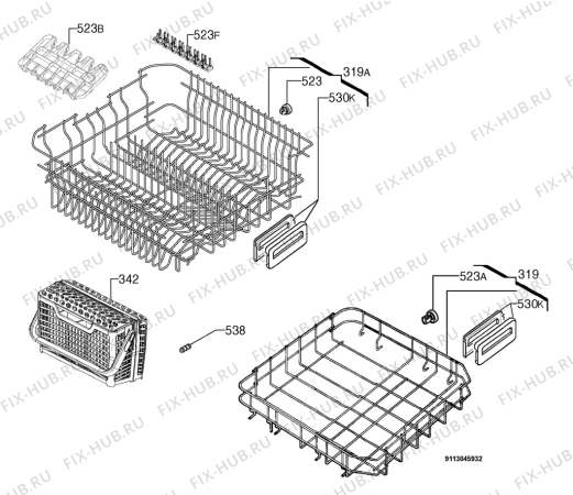 Взрыв-схема посудомоечной машины Electrolux ESF65015X - Схема узла Basket 160